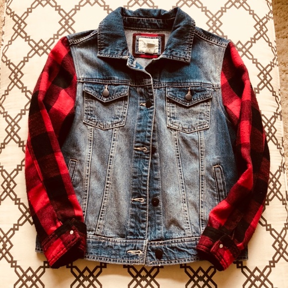 plaid jean jacket